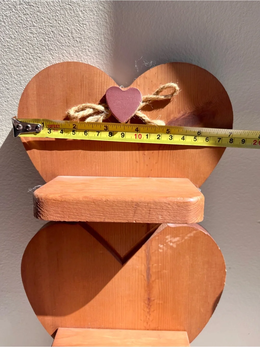 Vintage Wooden Heart Wall Shelf - Brown